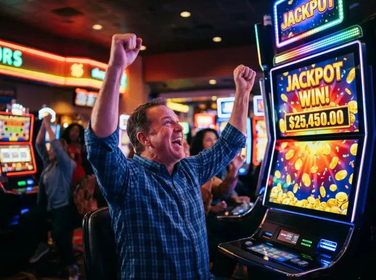 jili88ph net login - Man celebrating slot machine win