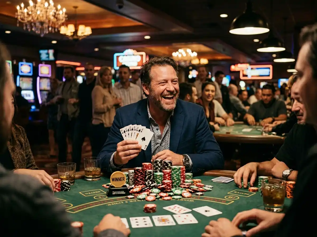 nuebe gaming login ph - happy man playing poker